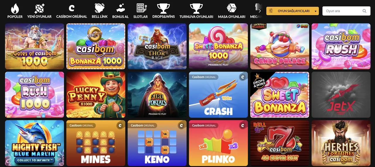 Slotlar, canlı krupiyeler: Casibom Casibom oyunları ve lobi